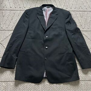 Wilke Rodriguez Wool Suit Jacket Blazer Micro Pinstripe 48 Long 48L Black